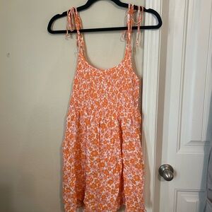 Vibrant Orange and White Romper